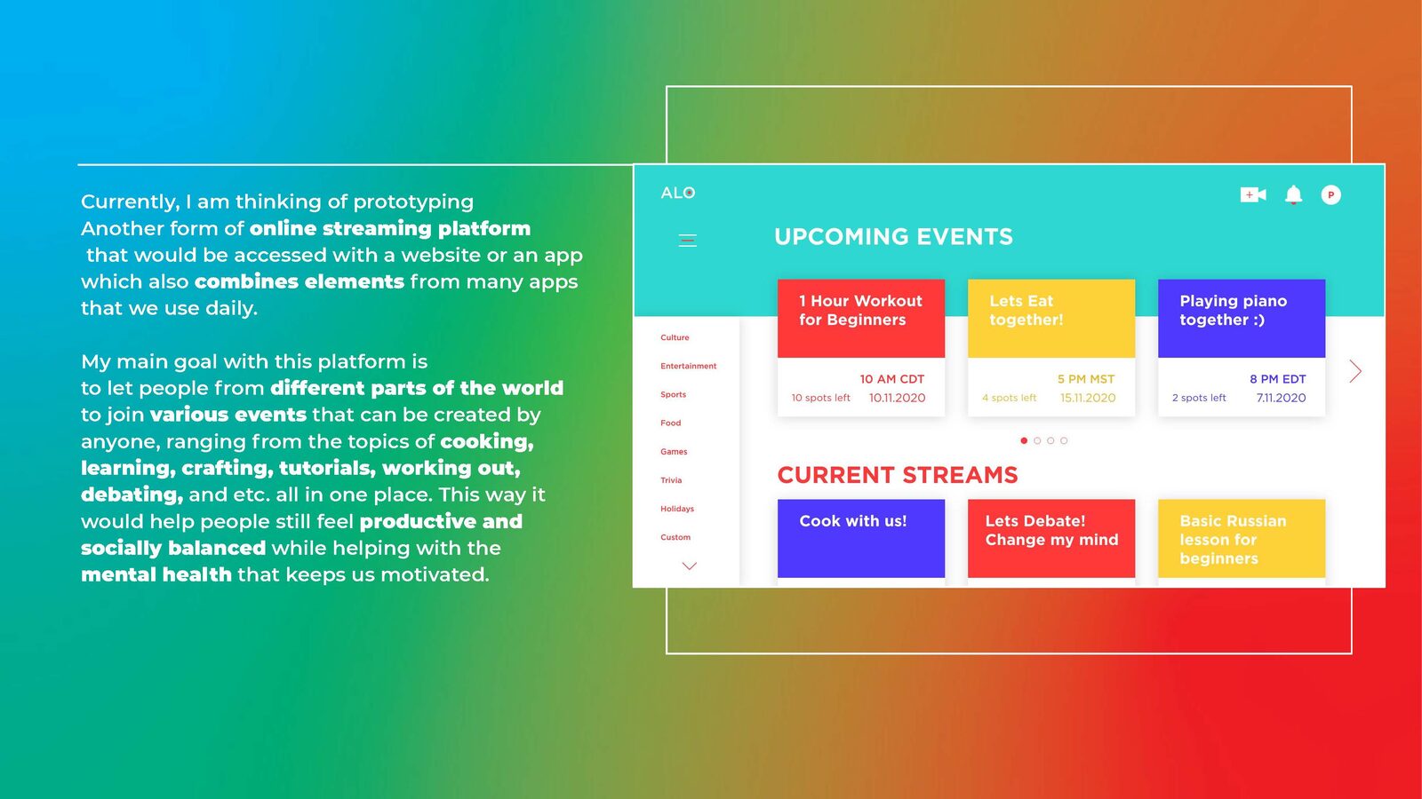 Pitch slide 7 — early sketches