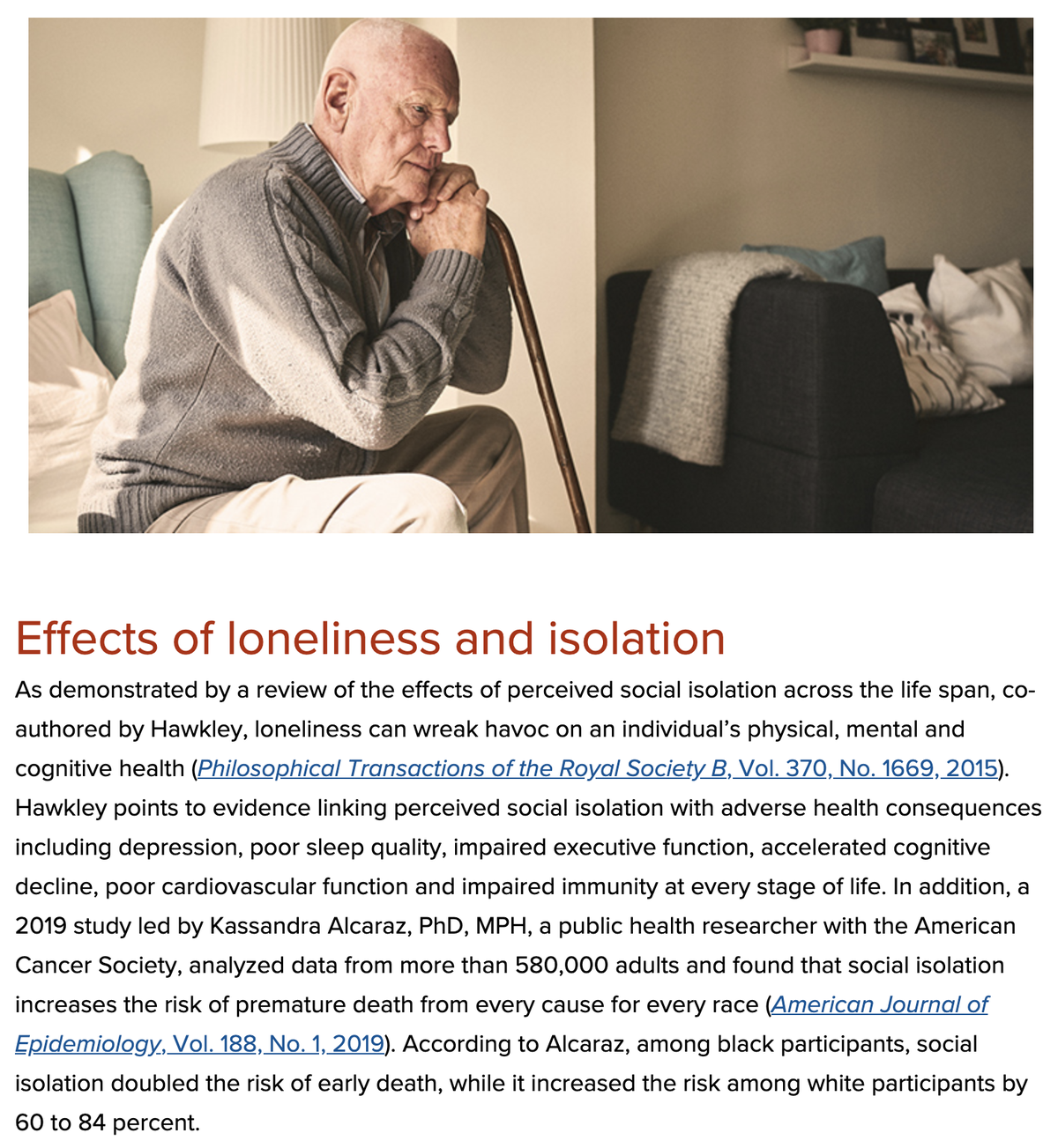 The APA article on perceived social isolation