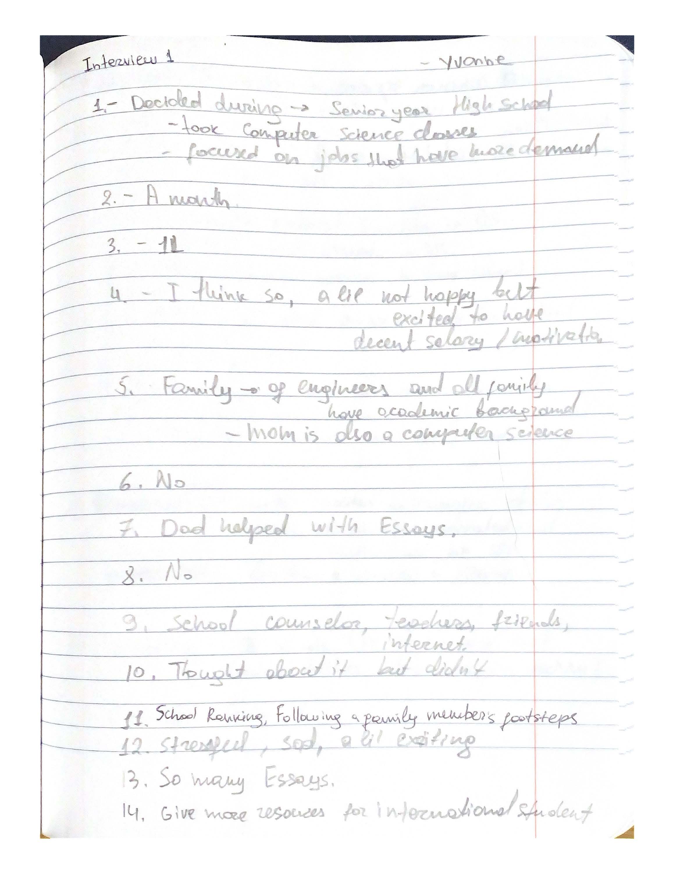 Interview notes, page 2 of 8