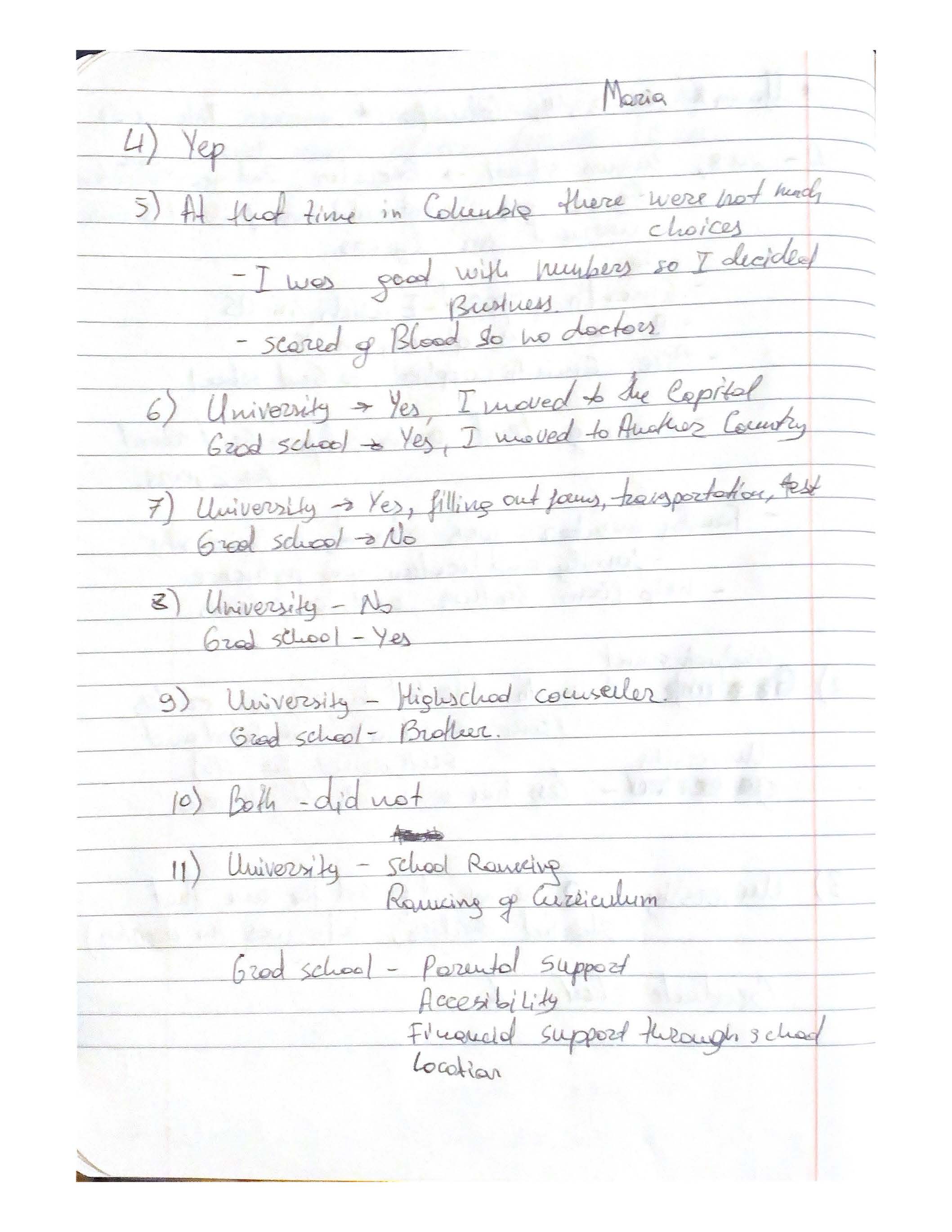 Interview notes, page 5 of 8
