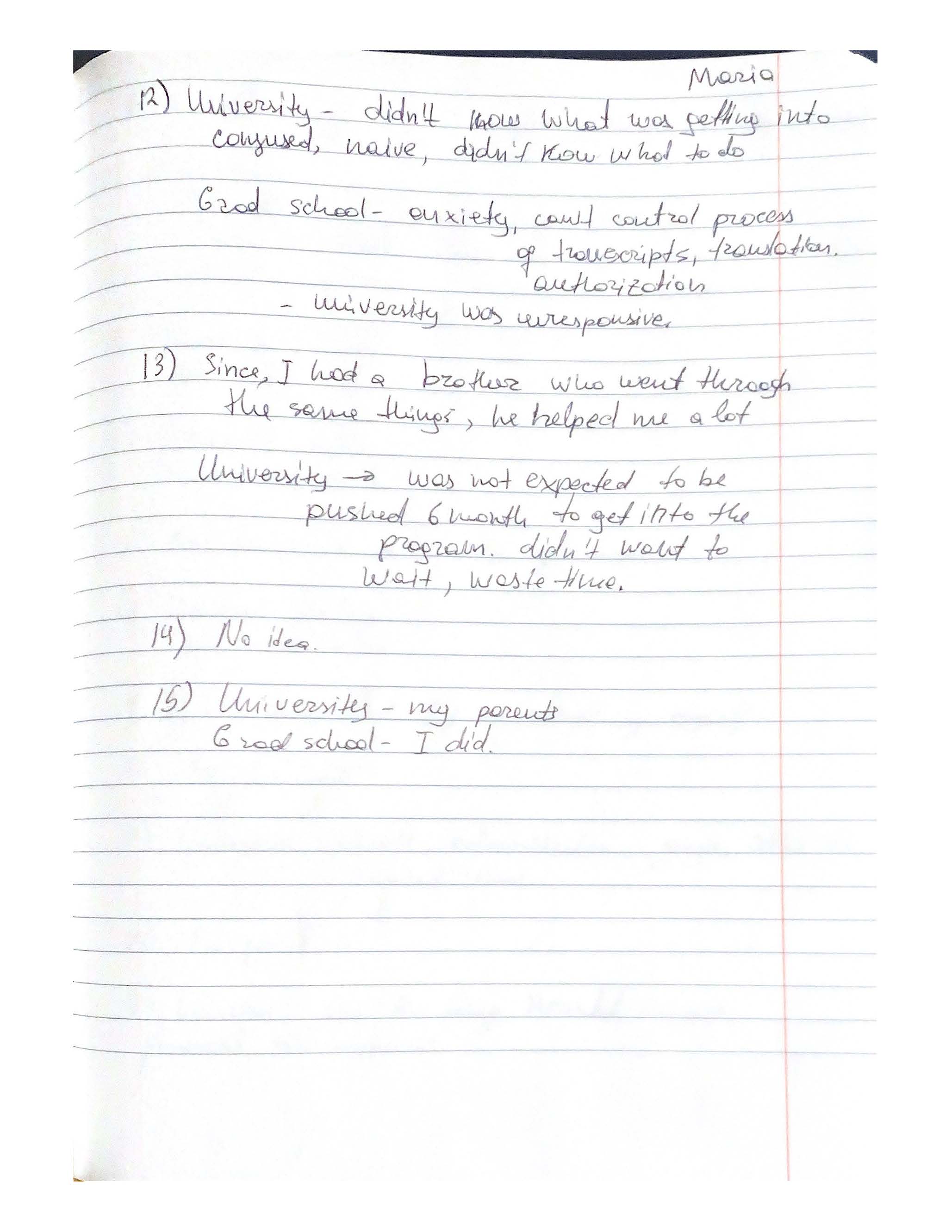 Interview notes, page 6 of 8