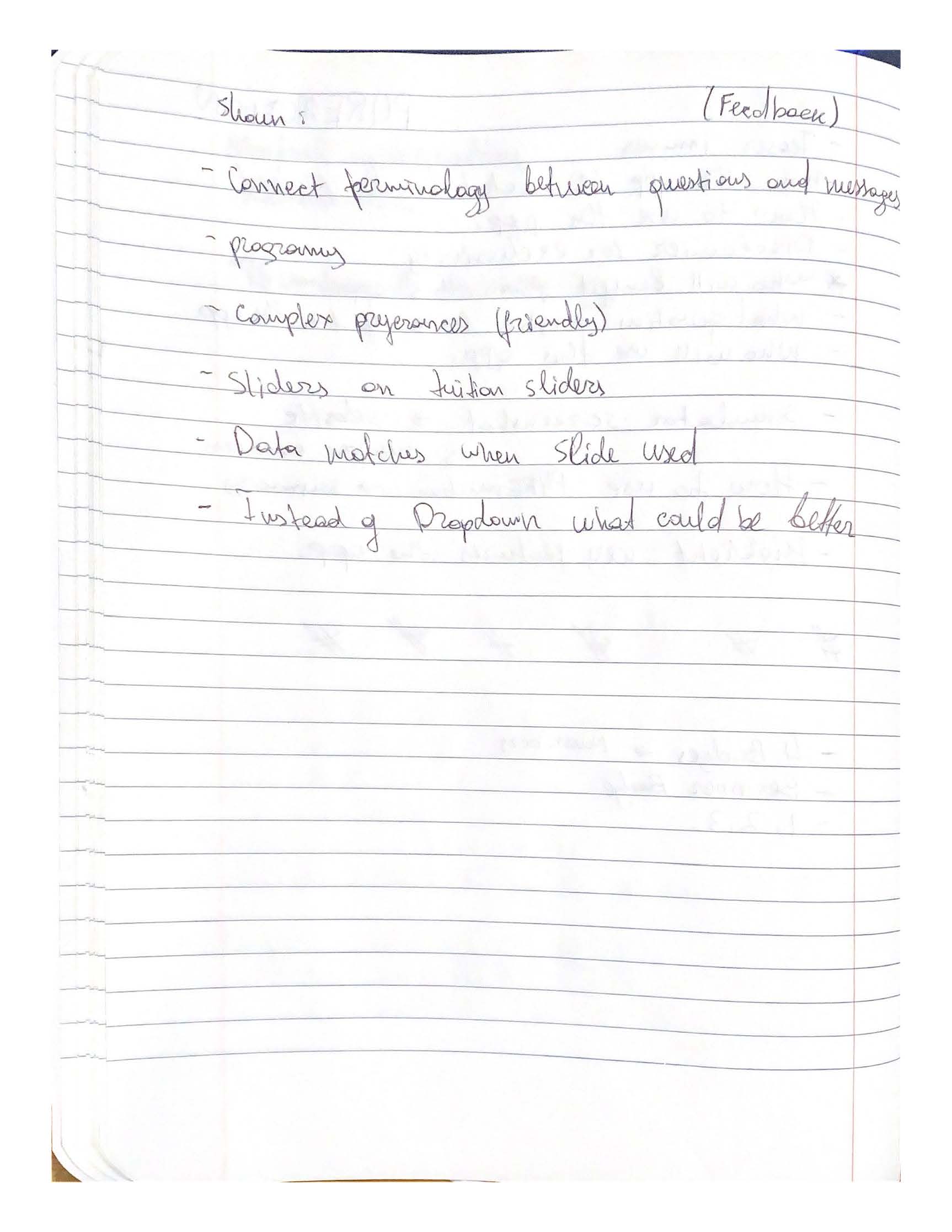 Personal notes, sheet 2 of 3
