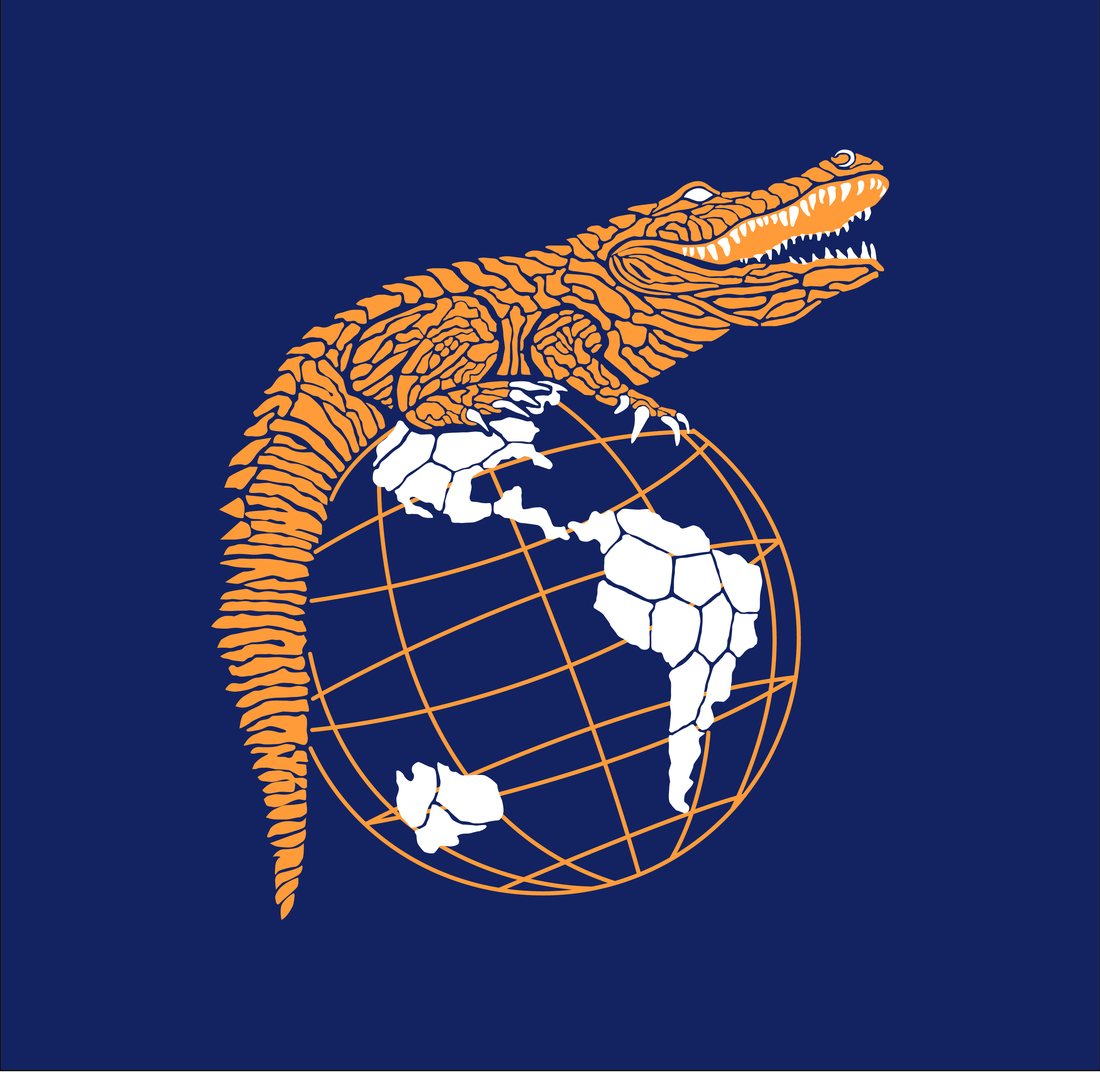 Alligator and globe illustration