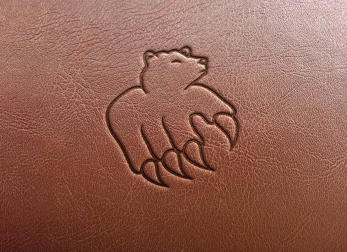 An embossed leather bear