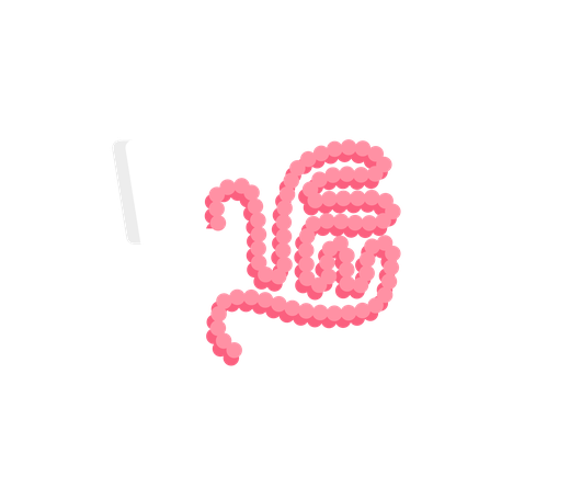 Final illustration: a pink gut character sitting in a chair, reading.