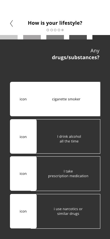 Low fidelity wireframe: lifestyle quiz pt5.