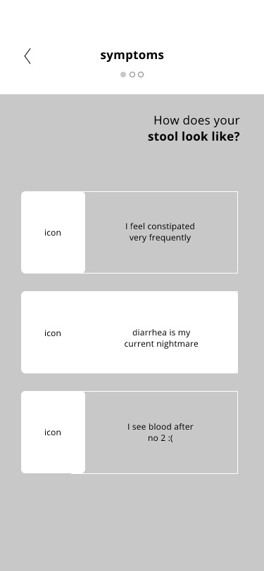 Low fidelity wireframe: symptoms pt1.