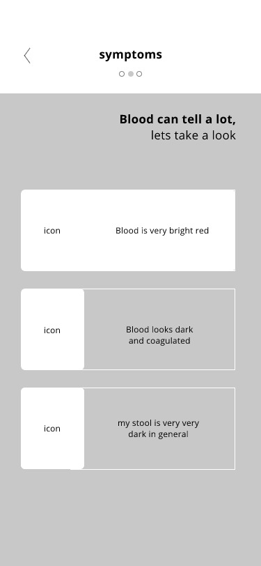 Low fidelity wireframe: symptoms pt2.