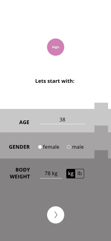 Low fidelity wireframe: age/gender/weight.