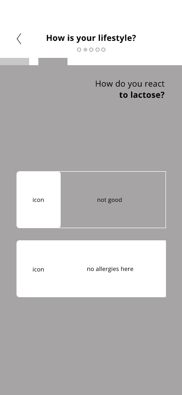 Low fidelity wireframe: lifestyle quiz pt2.