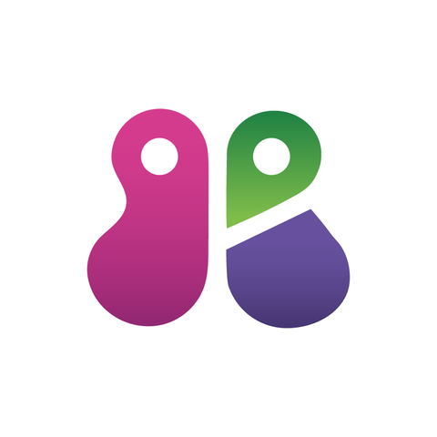 The redrawn logo: the same K+M silhouette simplified into two flat shapes.