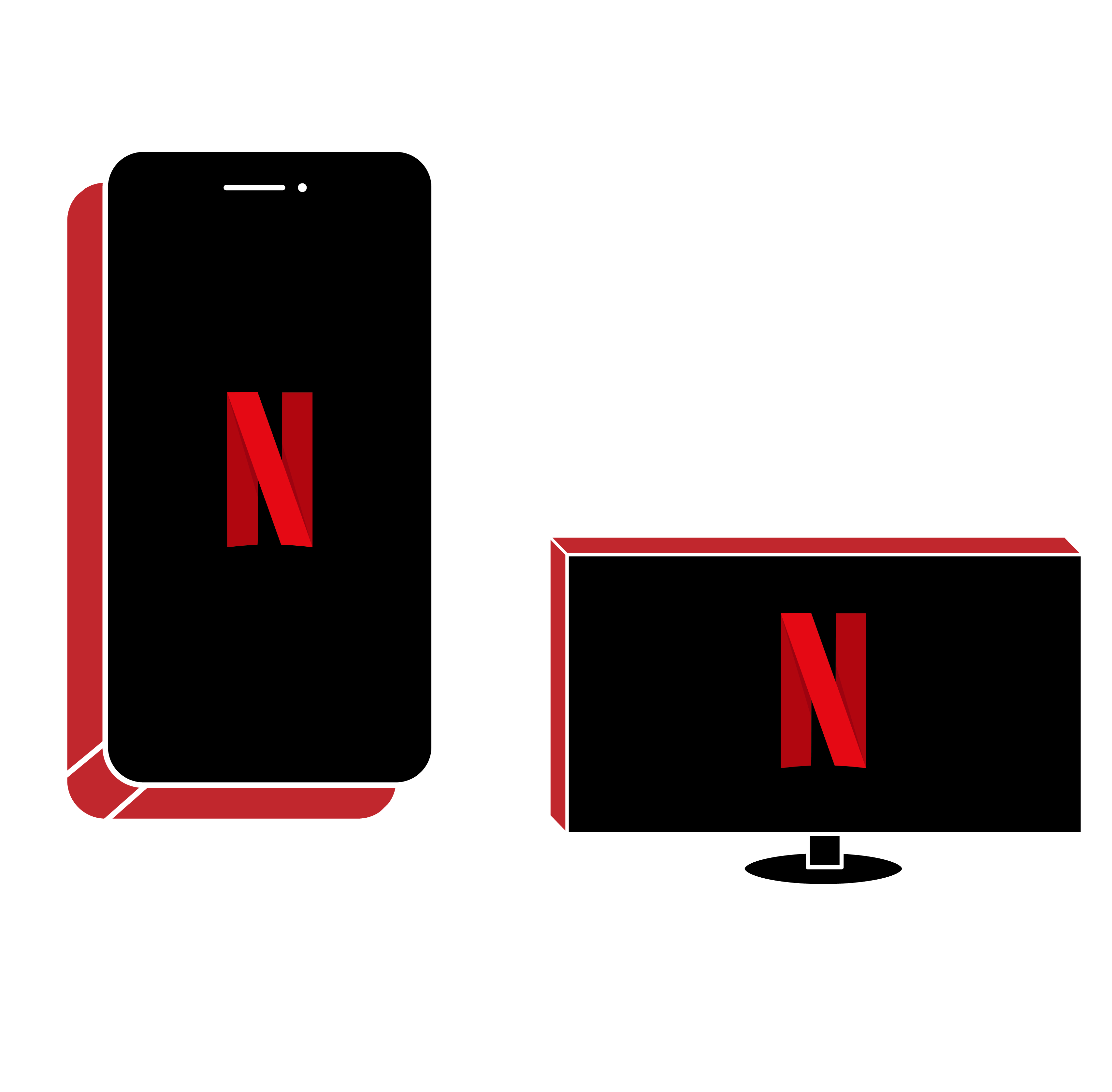 A phone connected to a TV playing Netflix