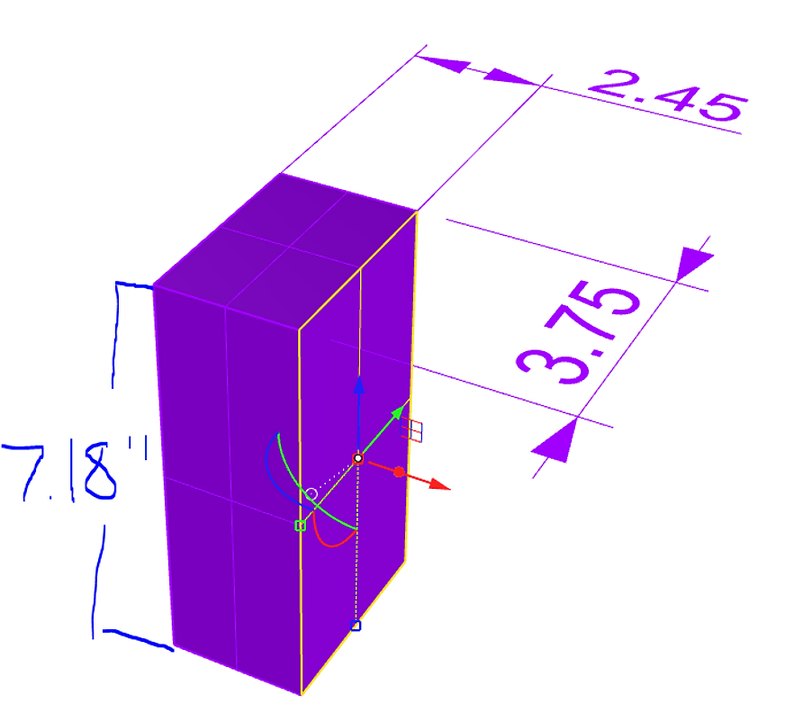 The powercell box dimensioned 7.18 by 2.45 by 3.75 inches